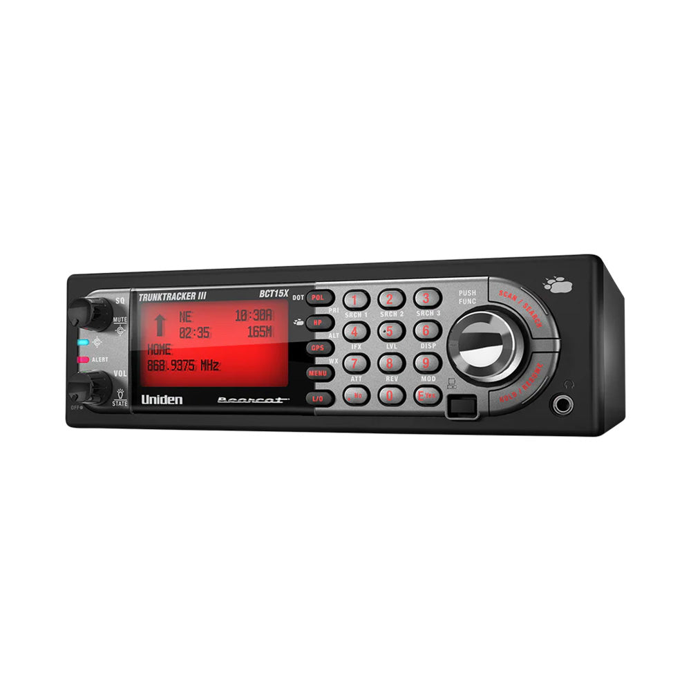Uniden Bearcat BCT15X trunktracker III scanner with red display and control buttons