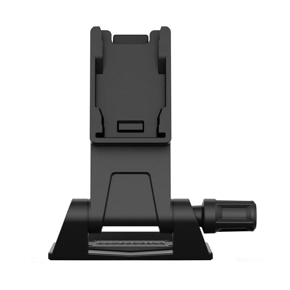 Black car phone mount with adjustable clamp for dashboard or windshield installation