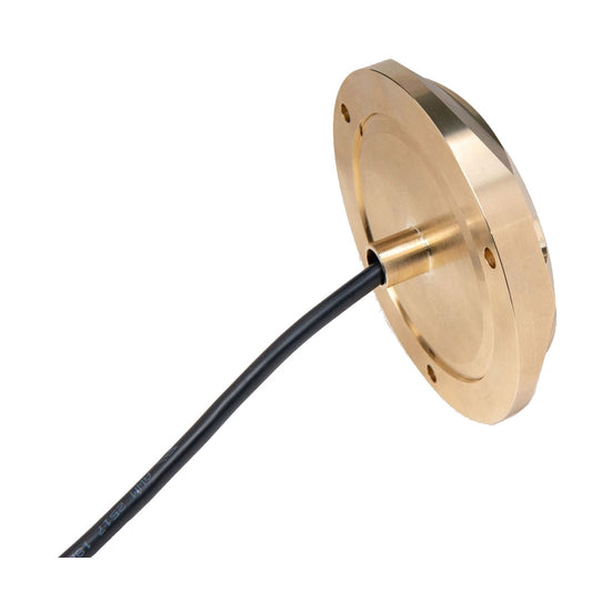 Gold-colored circular audio component with black cable, precision-engineered for car audio systems