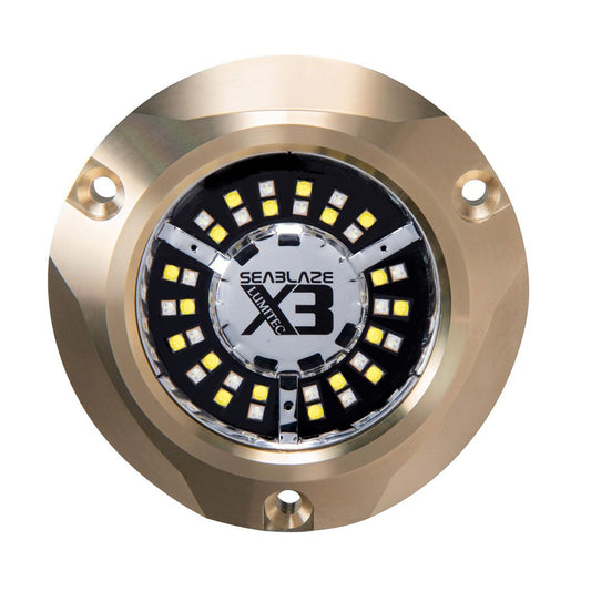 Seablaze X3 LED marine light with gold bezel and bright LED array for boat illumination