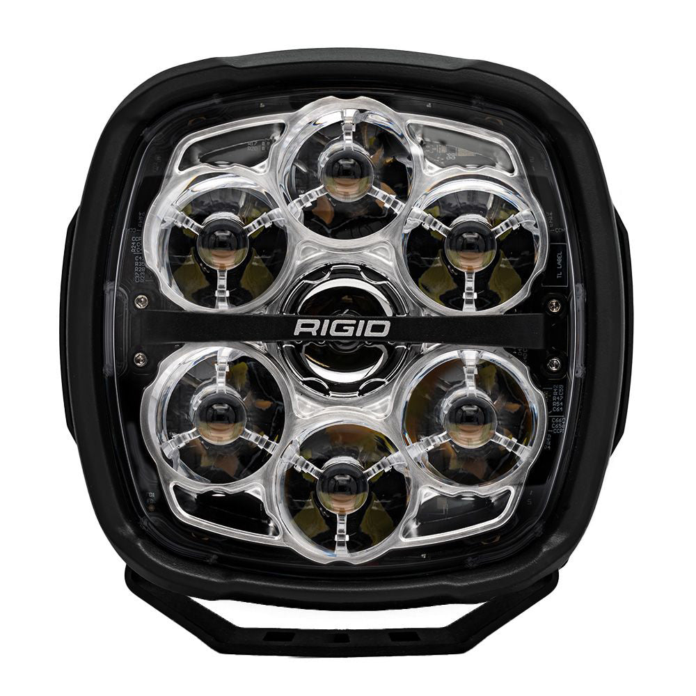 Rigid LED off-road light with six circular lenses and black housing for vehicle illumination