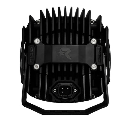 Rigid Industries LED light with heat sink design, durable black housing for off-road vehicle lighting