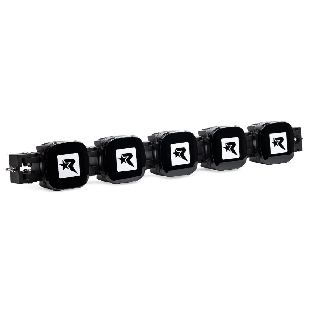Rockford Fosgate marine audio speakers with star logo, black finish, for boat or outdoor use