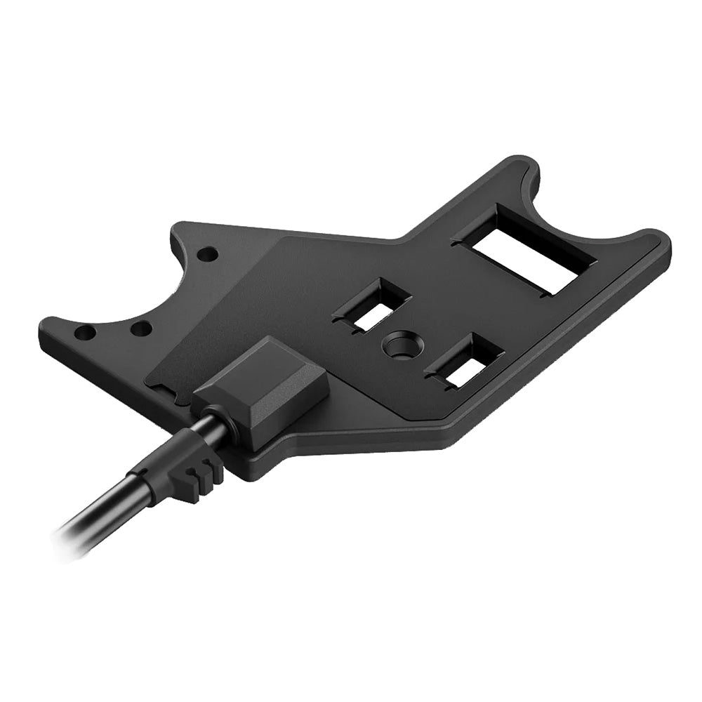 Black car audio mounting bracket with cable connector for JL Audio or Alpine systems