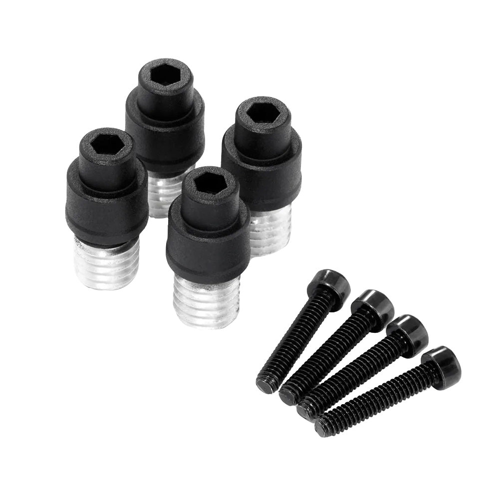 Black hex socket bolts and threaded inserts for auto audio or electronics installation