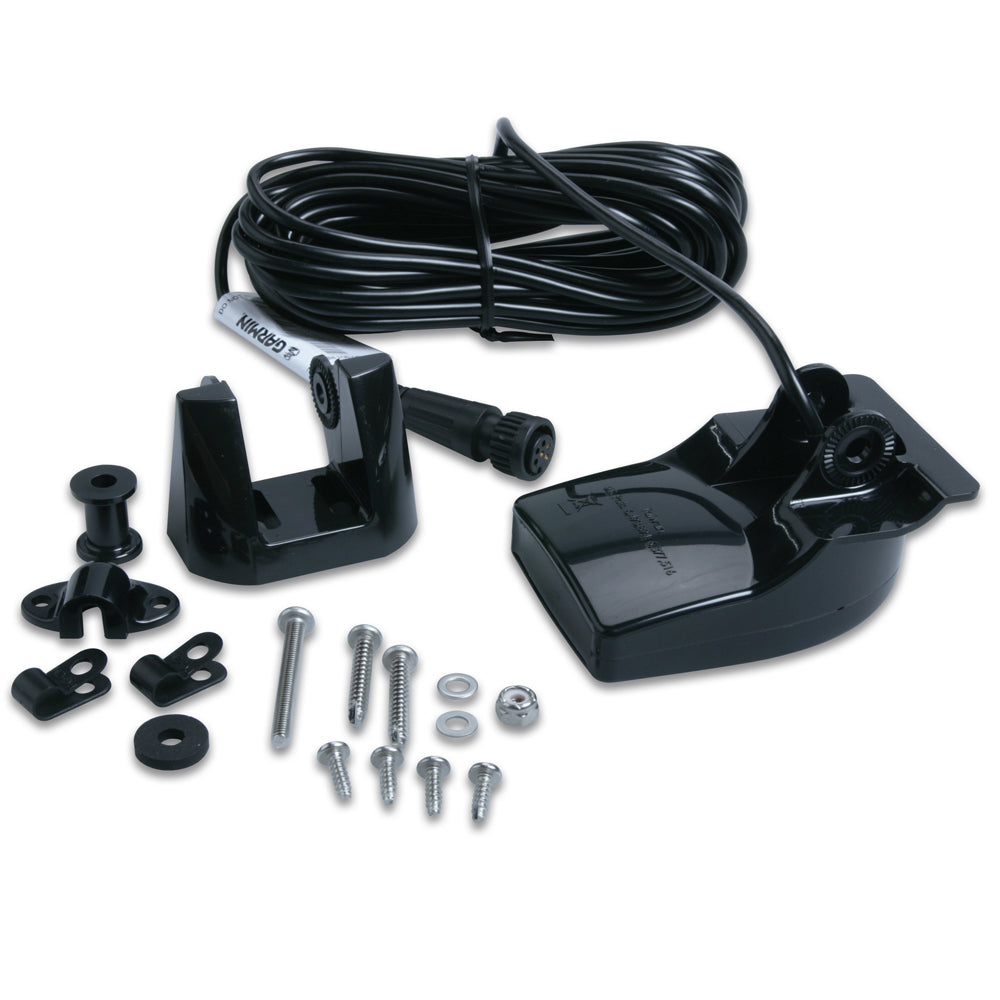 Garmin marine transducer kit with mounting hardware and cable for boat fish finders