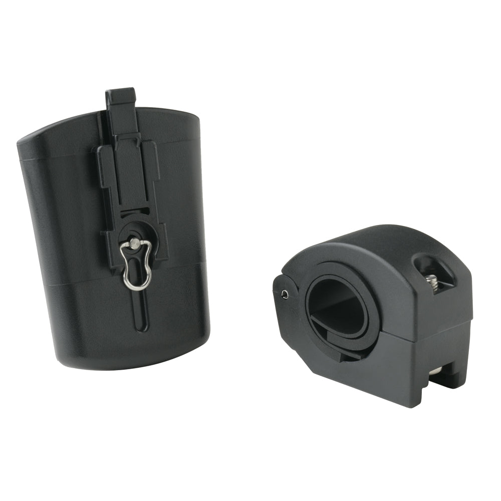 Black vehicle mount bracket with clip and clamp for audio or accessory installation