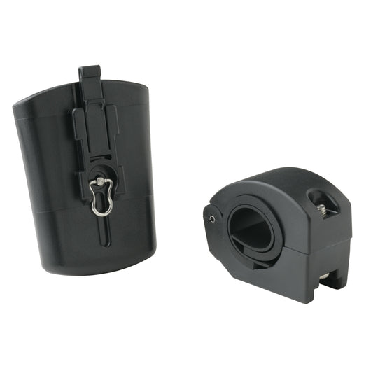 Black vehicle mount bracket with clip and clamp for audio or accessory installation