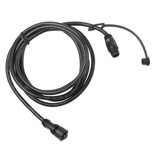 Black marine-grade power cable with waterproof connectors for boat audio systems