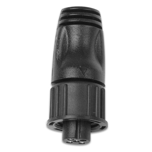 Black waterproof electrical connector with ribbed grip and multi-pin terminal for auto audio installation