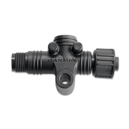 Garmin black plastic marine mount adapter with threaded connectors and adjustment knobs