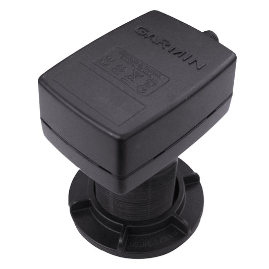 Garmin marine transducer for depth and speed sensing, compatible with boat navigation systems