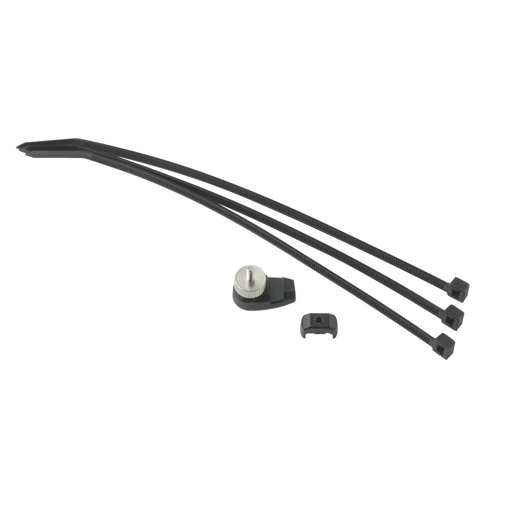 Black zip ties and mounting hardware for car audio or auto installation kits