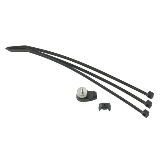 Black zip ties and mounting hardware for car audio or auto installation kits