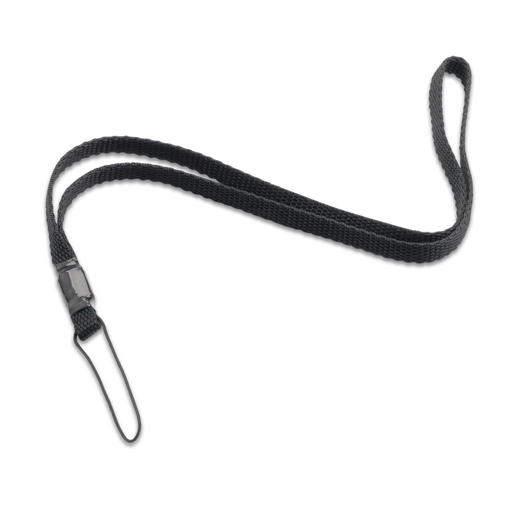 Black woven lanyard with breakaway safety clip and keyring attachment
