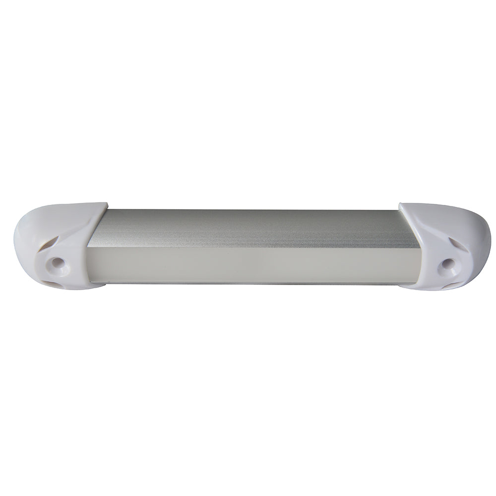 White and silver door handle with plastic end caps for residential or commercial use