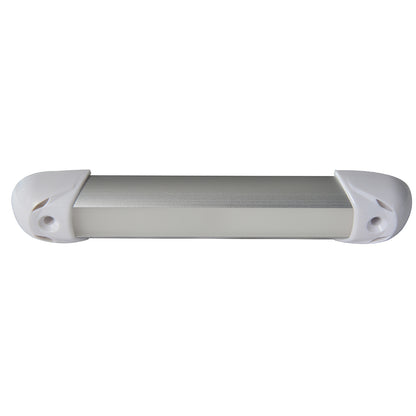 Sleek aluminum car door handle with white end caps for modern vehicle styling