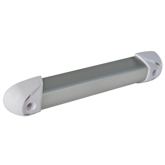 White and silver LED light bar with mounting ends for auto or home installation