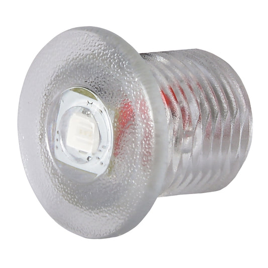 Clear LED puck light with textured lens and threaded base for auto or home installation