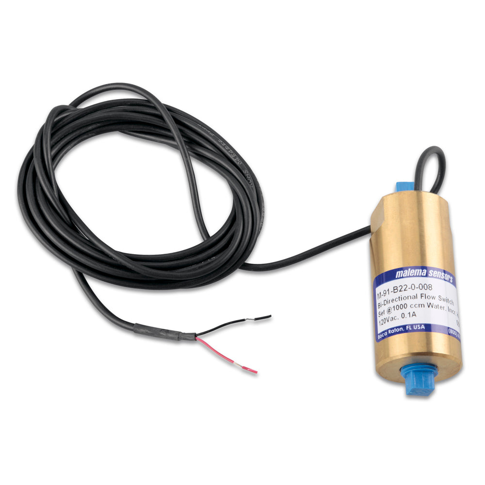 Malema Sensors bi-directional flow switch with black cable, 120VAC, for water systems