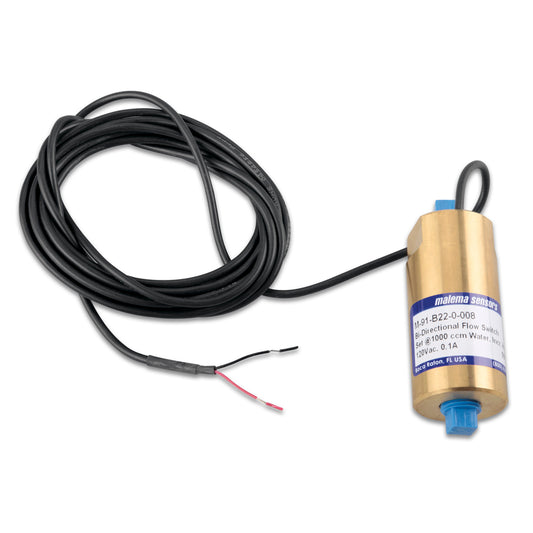 Malema Sensors bi-directional flow switch with black cable, 120VAC, for water systems