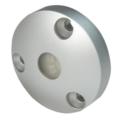 Silver aluminum mounting plate with precision holes for audio or auto installation components