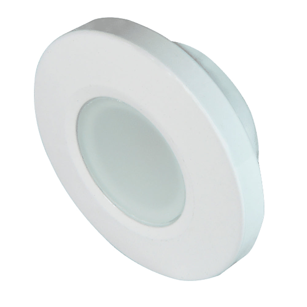 White circular LED puck light for auto or residential installation