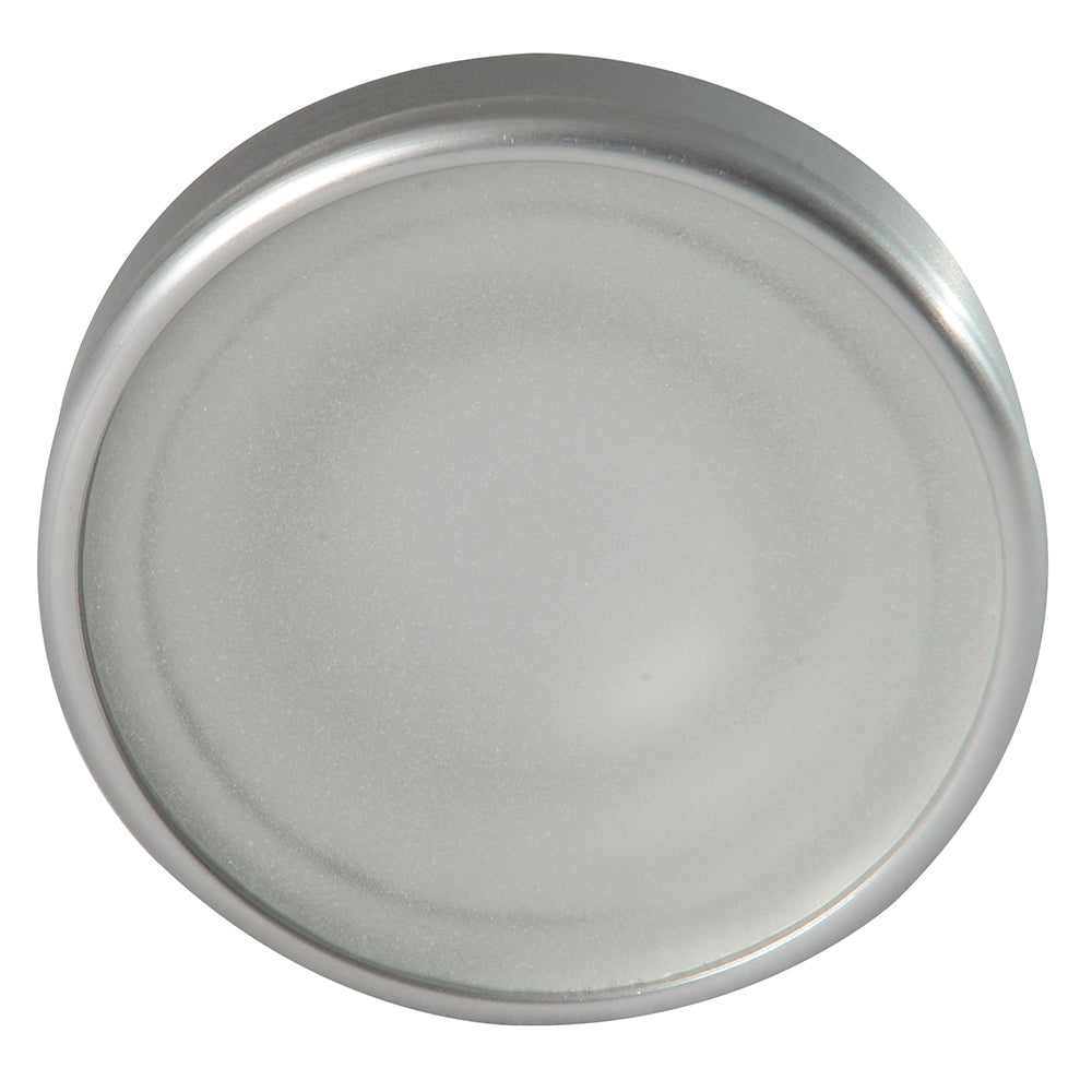 Frosted glass lens with silver metal rim for automotive lighting