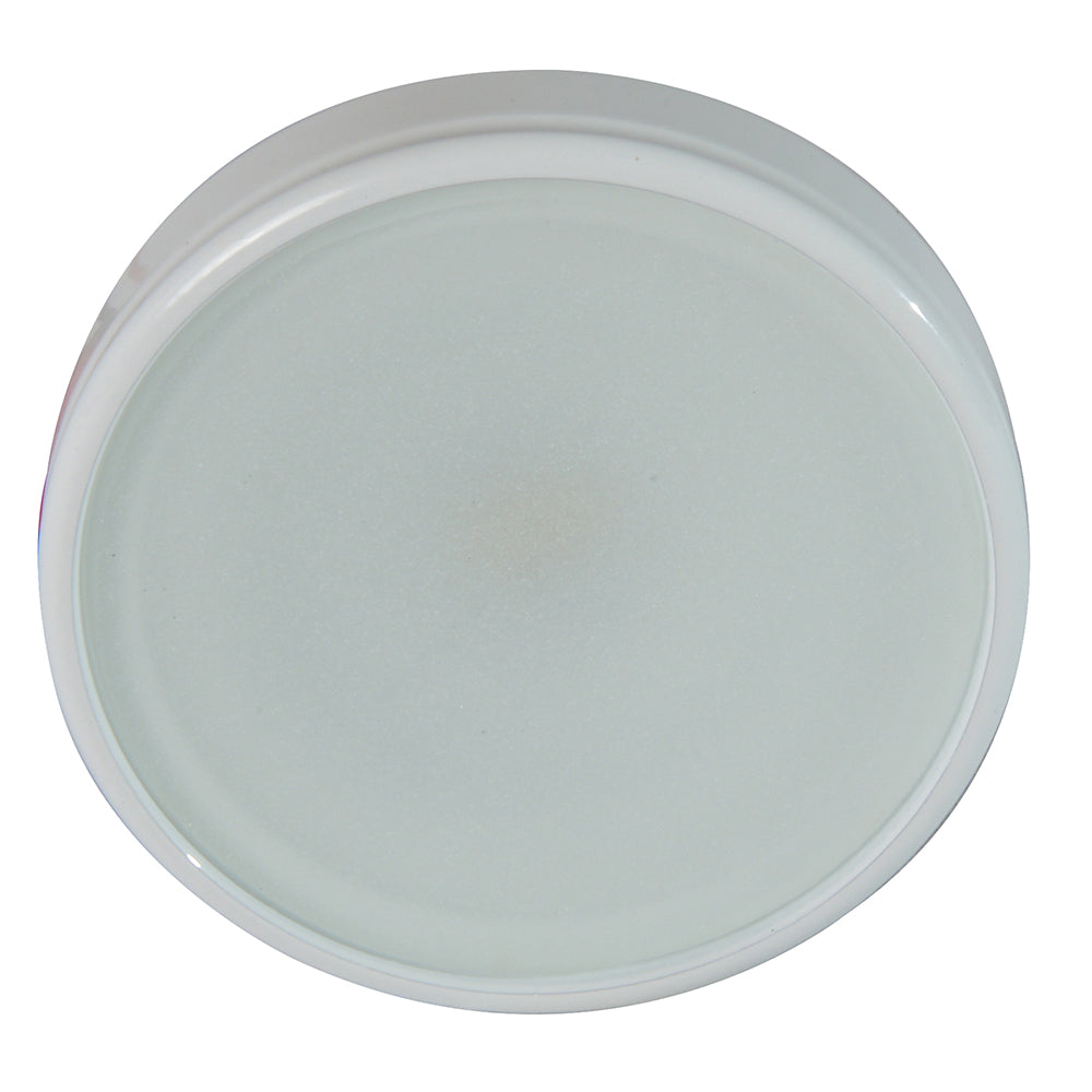 Round frosted glass light fixture cover with white rim for ceiling or wall installation