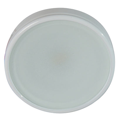 Round frosted glass light fixture cover with white rim for ceiling or wall installation