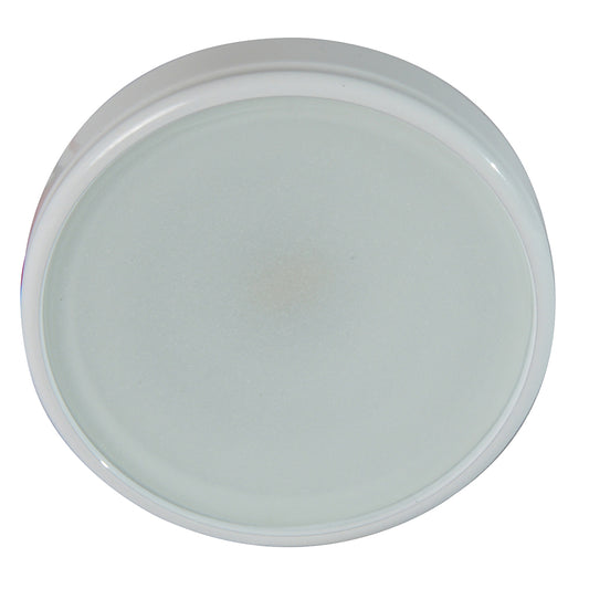 Round frosted glass light fixture cover with white rim for ceiling or wall installation