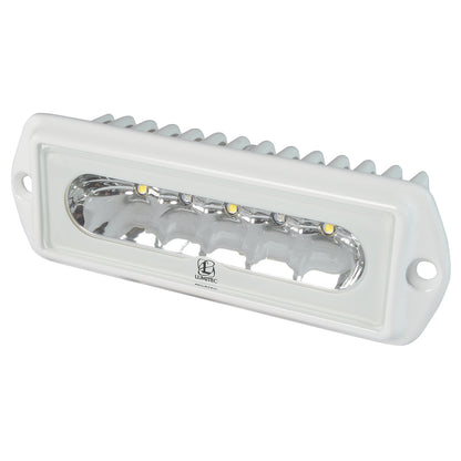 Lumitec marine LED light with white housing and heat sinks for boat illumination