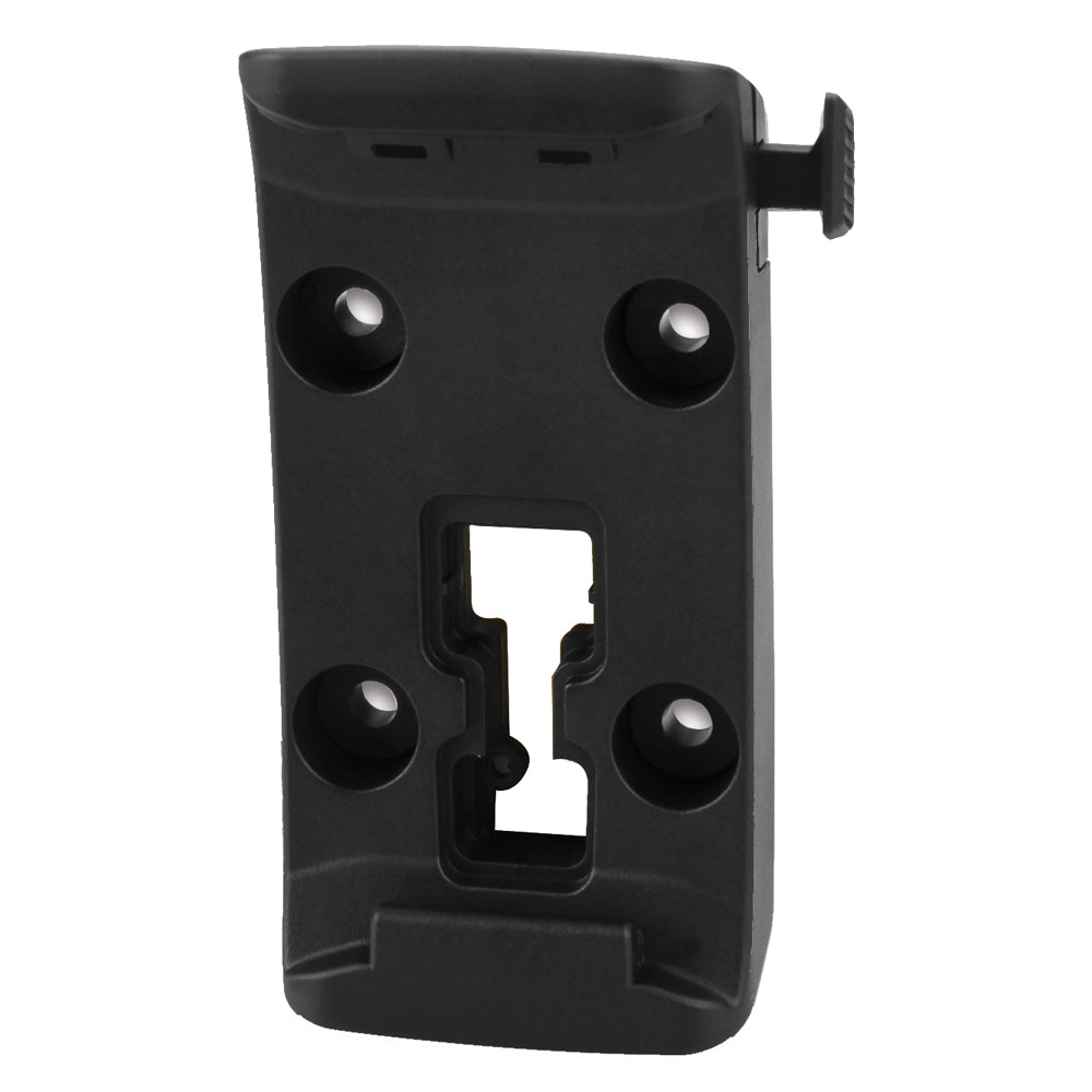 Black car audio mounting bracket with adjustable knobs and secure fit design