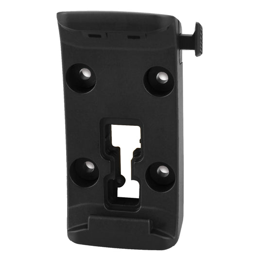 Black car audio mounting bracket with adjustable knobs and secure fit design
