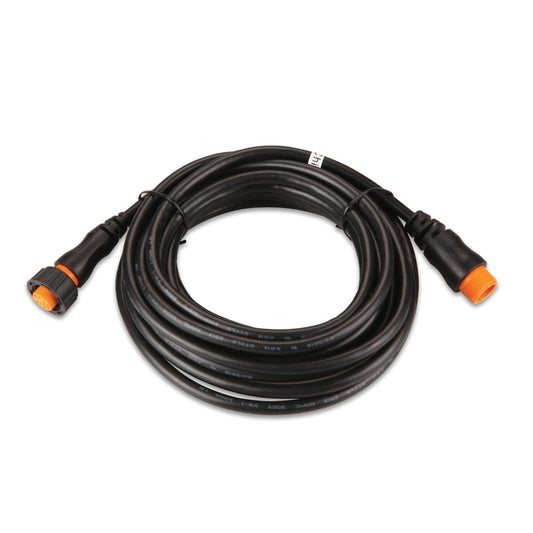 Black coiled cable with orange connectors for auto audio installation