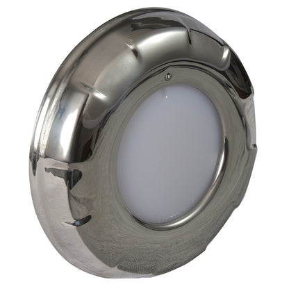 Chrome marine LED light with rugged bezel for boat or RV installation