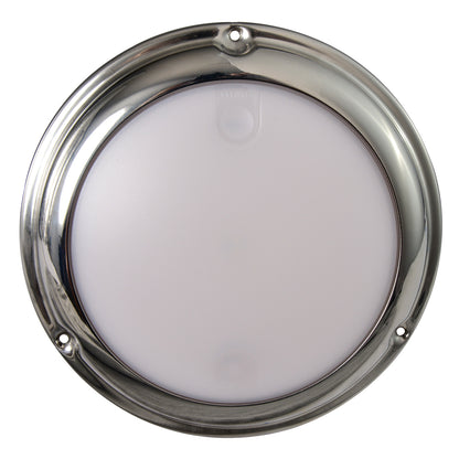 Chrome marine speaker grille with white cone, ideal for boat audio systems and custom installations