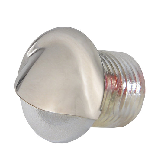 Shiny chrome dome-shaped automotive fastener with threaded base