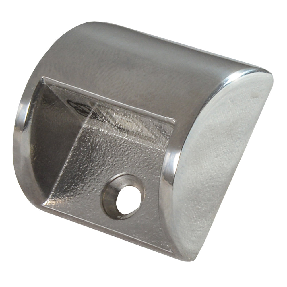 Stainless steel marine hardware fitting with mounting hole, polished finish for boat rail installation