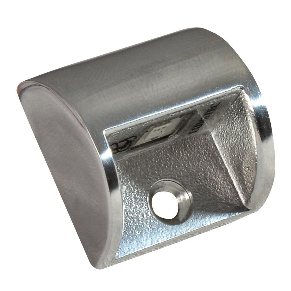 Chrome-finished metal pipe end cap with mounting hole, for auto or residential use