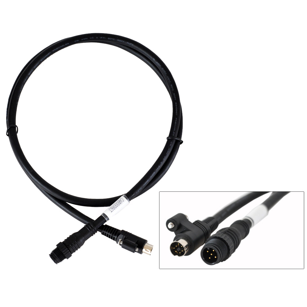 Black 6-pin waterproof connector cable for car audio systems, featuring durable jacket and secure plugs