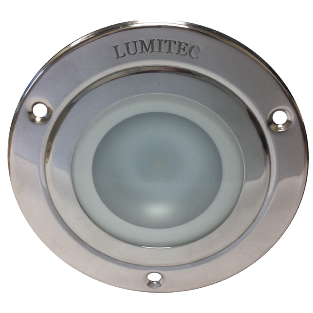 LUMITEC marine LED light with chrome finish and frosted lens for boat illumination