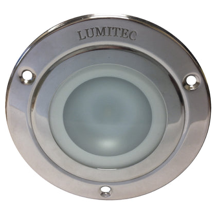 LUMITEC marine LED light with chrome finish and frosted lens for boat illumination