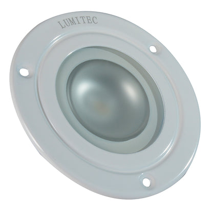 Lumitec marine LED light with sleek white housing and frosted lens for boat lighting