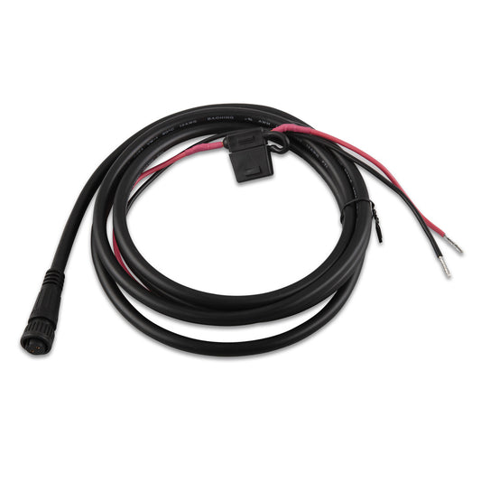 Black 12AWG power cable with red/black wires, fuse holder, and connector for car audio installation