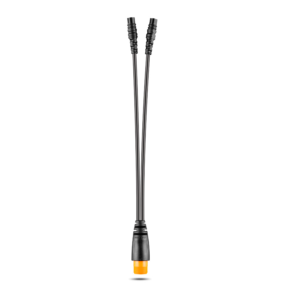 Black dual audio cable with orange connector for car audio systems