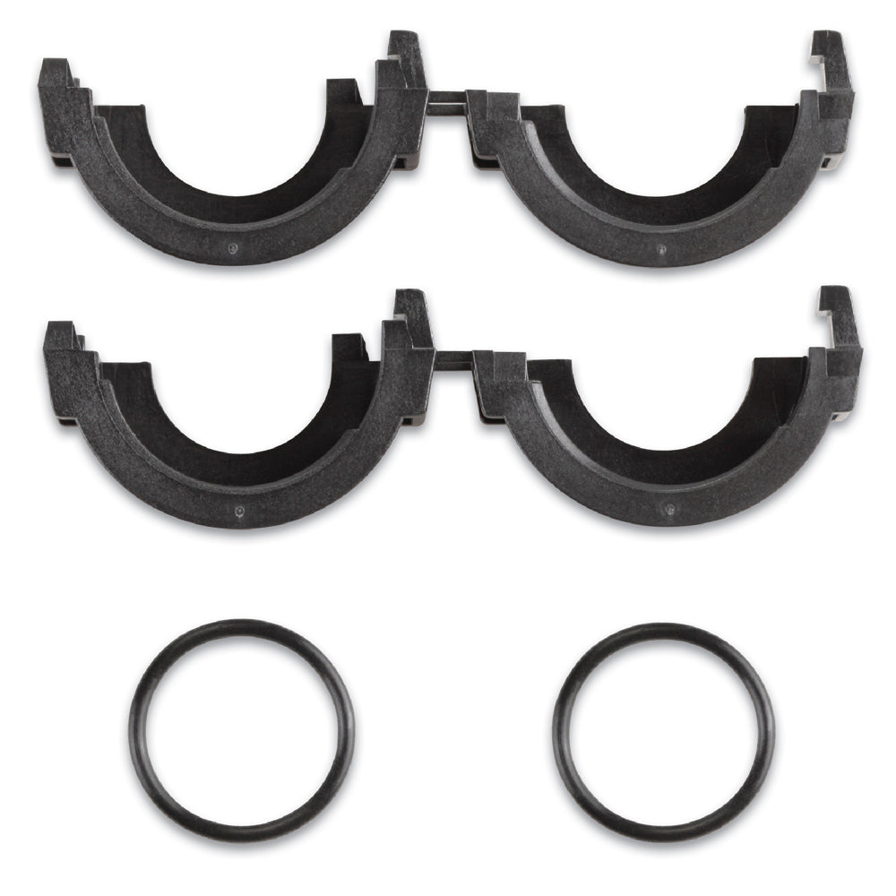 Black speaker mounting brackets and O-rings for car audio installation