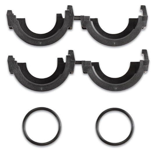 Black speaker mounting brackets and O-rings for car audio installation