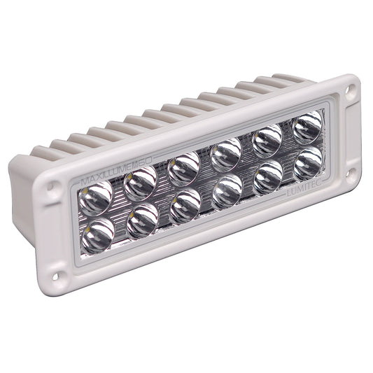 Lumitec MaxIllum 160 marine LED light bar with white housing and multiple bright LEDs for boat lighting