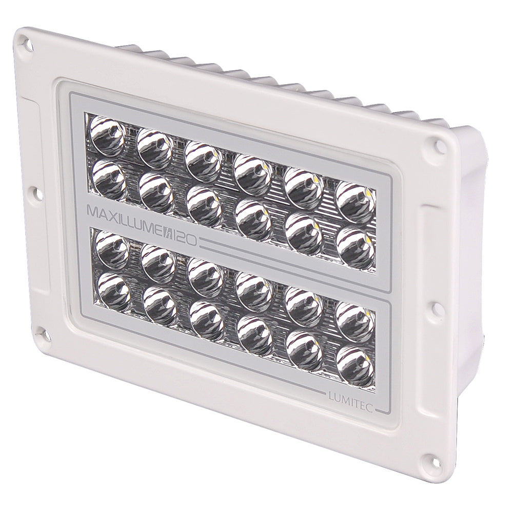 Lumitec Maxillume 120 LED marine light with white housing and multiple bright LEDs for boat illumination